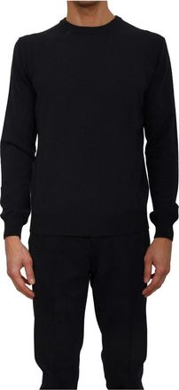 Corneliani Trui met ronde hals - Heren - Ronde hals truien - Blauw - XL - Wol - Truien & Vesten