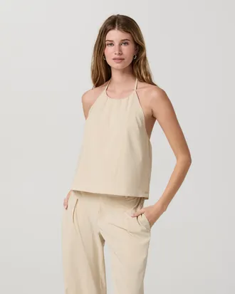 Vuori Clothing Villa Shoreline Halter Top | Bleached Sand | XS, Size Extra Small