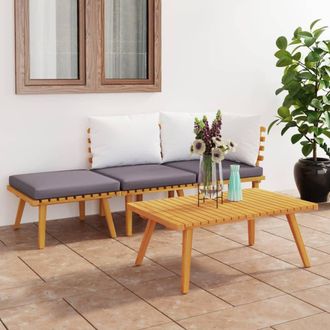 vidaXL Muebles De Jard&iacute;n 4 Piezas Con Cojines Madera Maciza De Acacia Vidaxl