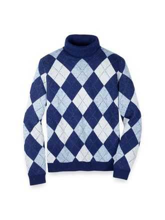 Paul Fredrick Donegal Turtleneck Sweater in Blue at Nordstrom, Size Xx-Large