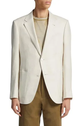 Ermenegildo Zegna Fairway Crossover Linen & Wool Blend Sport Coat in Ecru at Nordstrom, Size 52