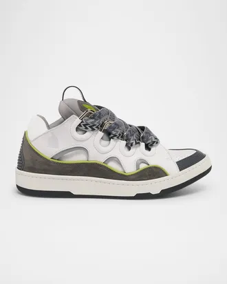 Lanvin Men & apos;s Curb Leather Skate Sneakers
