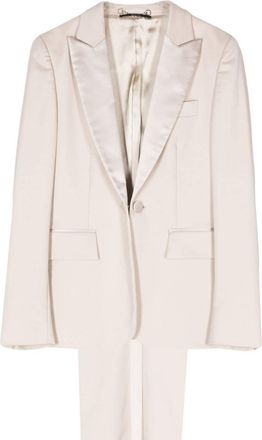 Gucci 2000s twill-weave suit - women - Viscose/Polyamide/Silk/Elastane/Silk/Lycra - 38 - Neutrals