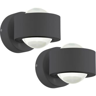 Loops 2 PACK Wall Light Colour Anthracite Shade Clear Plastic LED 2x2.5W Included