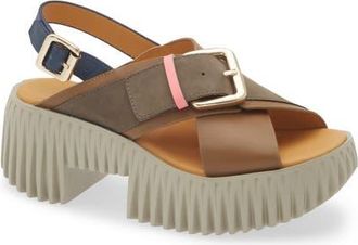 4CCCCees Plia Juno Platform Slingback Sandal in Mud at Nordstrom, Size 7.5Us