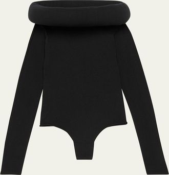 Alaia Circle Padded Hooded Bodysuit