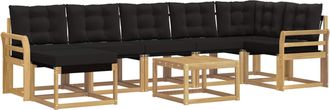 vidaXL Conjunto De Sof&aacute;s De Exterior 8 Uds. Blanco Y Negro Vidaxl