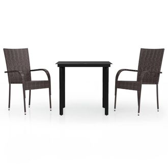 Berkfield Home 3 Piece Outdoor Dining Set Brown & Black