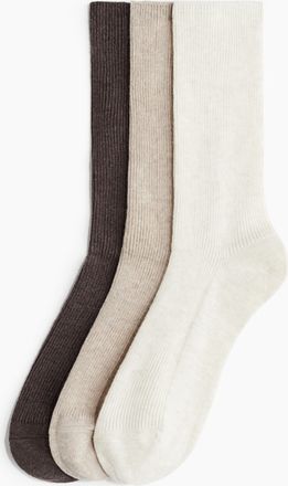 H&M 3er-Pack Gerippte Socken - White
