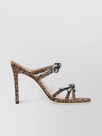 Stuart Weitzman leather animal-print mules
