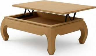 Wabi Home Mesa de centro elevable de madera maciza 120x81cm