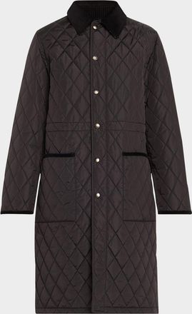Burberry Corduroy-Collar Quilted Long Jacket