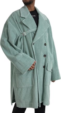 Dolce & Gabbana Mens Blue Double Breasted Corduroy Cotton Jacket Light Clothing
