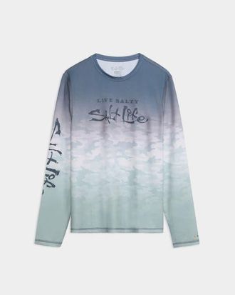 Salt Life Fish Net Fade Perforated Tee in Grey at Nordstrom, Size Medium
