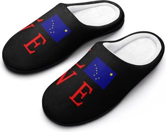 Generic Love Alaska State Flag Funny Mens Slippers Cotton Warm House Shoes Memory Foam Sandals Print Size 7-14
