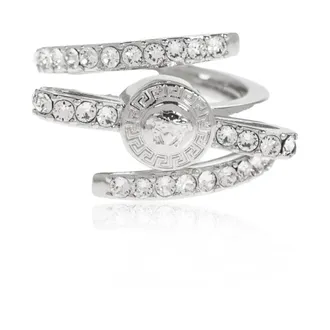 Versace Rings, female, Gray, Size: 54 MM Ring with Shimmering Crystals