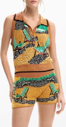 Desigual Polo Sweater Vest in Brown at Nordstrom, Size X-Large