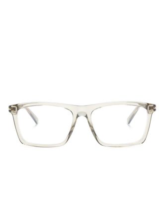 Gucci logo-lettering rectangle-frame glasses - men - Acetate - 56 - Grey