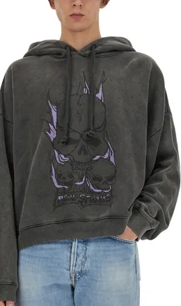 Acne Studios Skull-Print Cotton Sweatshirt - Black