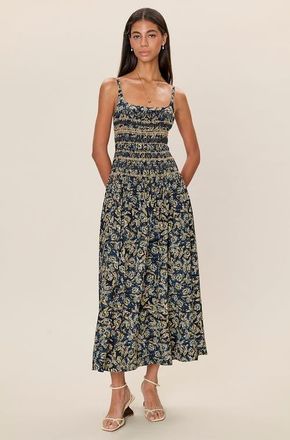 Rebecca Taylor Charlene Smocked Dress in Navy Multi at Nordstrom, Size X-Small