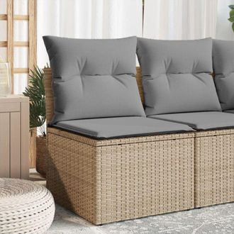 vidaXL Divano Angolare da Giardino con Cuscini Beige in Polyrattan - Vidaxl