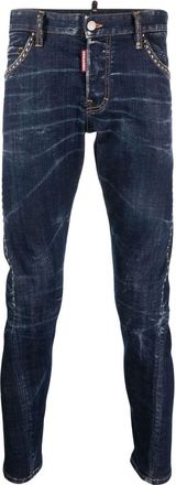 Dsquared2 stud-embellished skinny jeans - men - Calf Leather/Cotton/Cotton/Spandex/Elastane/Polyester - 44 - Blue