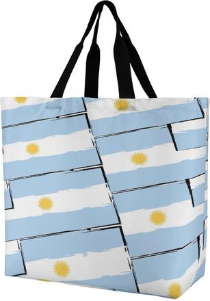 Generic Rgentinian Flag Reusable Shopping Bags Large Capacity Grocery Bag Heavy Duty Tote for Women 40x40x16cm
