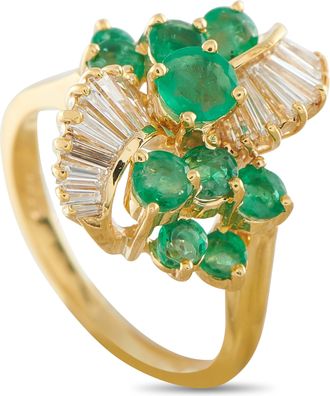 Luxury Bazaar 18K Yellow Gold 0.90ct Diamond and Emerald Ring MF27-050626