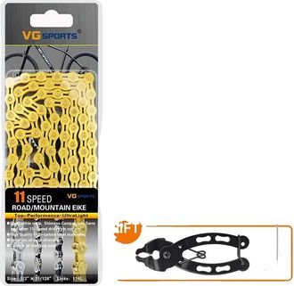 OEM Cadena De Bicicleta, Compatible Con 6 A 11 Velocidades, Acero De Aleaci&oacute;n Duradero, 11 Velocidades Doradas