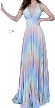 Jovani Rainbow Pleated Gown