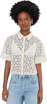 Free People Mannie Lace Button-Down Womens Clothing Whisper White : LG (Womens 12-14), Cotton/Nylon
