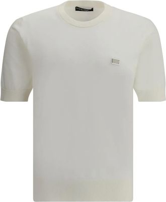 Dolce & Gabbana T-shirt con placca logo - Bianco