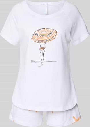 Louis & Louisa Pyjama-Set bestehend aus T-Shirt und Shorts Modell Sommerliebe in Weiss, Gr&ouml;&szlig;e XXL