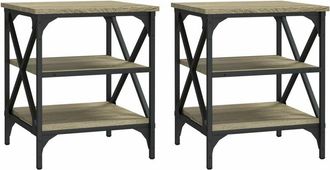vidaXL Vidaxl - Mesas auxiliares 2 uds madera roble Sonoma 40x42x50 cm