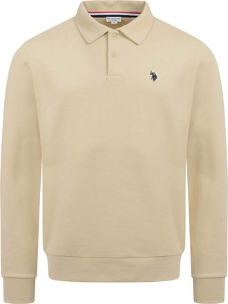 U.S.Polo Association USEthaan heren sweatpolo met lange mouwen - knoopsluiting & geborduurd logo