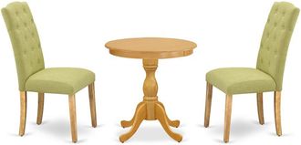 East West Furniture ESCE3-OAK-07 - 3-Pc Modern Dining Set - 2 Parson Dining Room Chairs and 1 Dining Room Table (Oak Finish)