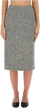 Tory Burch Tweed Kokerrok - Dames - Midirokken - Zwart - M - Tweed - Rokken