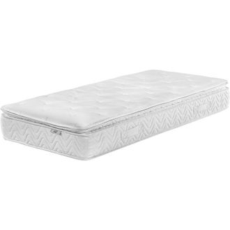 Beliani Colch&oacute;n De Muelles Embolsados Tejido De Bamb&uacute; Blanco 90 X 200 Cm 5 Zonas Medio Firme Funda Extra&iacute;ble Luxus