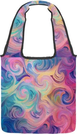 Generic Mysterious Purple Swirls Texture Reversible Canvas Shoulder Tote - Double-Sided Print, 12oz Cotton, 27cm Drop, Fold-Flat Bag for Travel, Shopping, Str