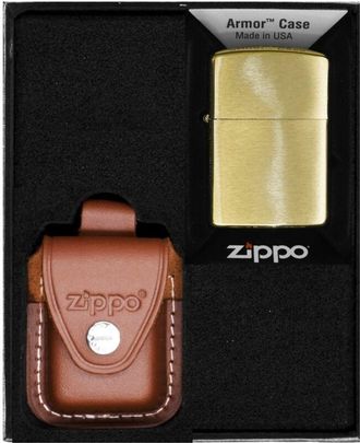 OEM Juego De Encendedores Zippo De Lat&oacute;n Cepillado Con Armadura Pesada, Regalo N.&deg; 2
