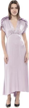 Victoria Beckham Purple V Neck Midi Dress