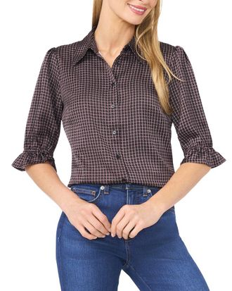 CeCe by Cynthia Steffe Cece Balloon Smocked Cuff Button Down