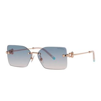Tiffany & Co. Elegante Rechthoekige Zonnebril - Dames - Zonnebrillen - Geel - 59 MM - Accessoires