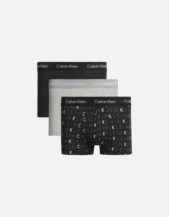 Calvin Klein Mens 3-Pack Low-Rise Boxer Trunks, Black / Grey Heather / Subdued Logo - Size: 35/34/32