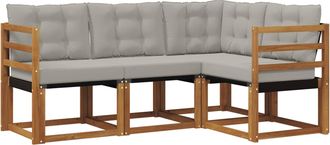 vidaXL Conjunto De Sof&aacute;s De Exterior 4 Uds. Gris Natural Y Claro Vidaxl