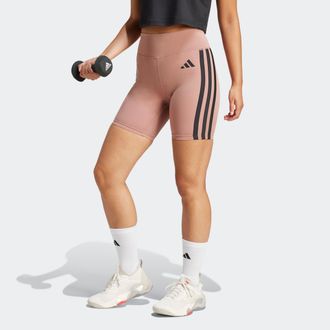 adidas Shorts ADIDAS PERFORMANCE OPT ESS 3S S, Damen, Gr. XS, L&auml;nge 7, rosa (warm clay, schwarz), Obermaterial: 85% Polyester, 15% Elasthan, Hosen Shorts