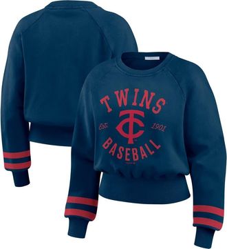 WEAR by Erin Andrews Womens WEAR by Erin Andrews Navy Minnesota Twins Vintage Washed Cropped Pullover Sweatshirt at Nordstrom, Size Xx-Large
