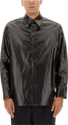 Maison Margiela Shiny Linnen Overhemd - Heren - Casual Overhemden - Bruin - M - Linnen - Overhemden