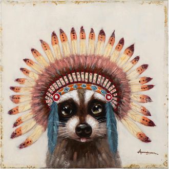 Schubiger M&ouml;bel Bild Niedlicher Waschb&auml;r mit Indianderper&uuml;cke