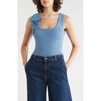 T Tahari Floral Appliqu&eacute; Sweater Tank in Serene Blue at Nordstrom Rack, Size X-Small